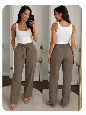 Woman’s Olive Green Tie-Waist Pants